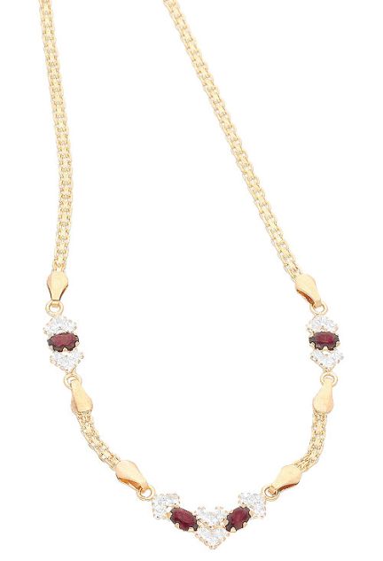 gargantilla oro amarillo 18 kilates con granates y circonitas compra a precio de ocasion mas barato imposible foto tercera 146_A607-G_02