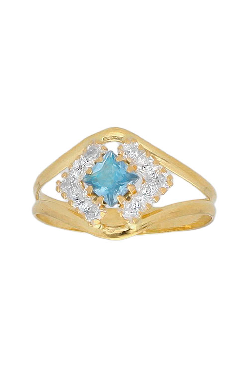 anillo oro amarillo 18 kilates circonitas y topacio azul precio oportunidad foto 1
