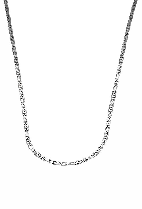 Cadena oro blanco 18K eslabones fantasia cadena oro blanco 18 kilates eslabones combinados de fantasia cadena maciza precio especia venta joyeria online foto babero