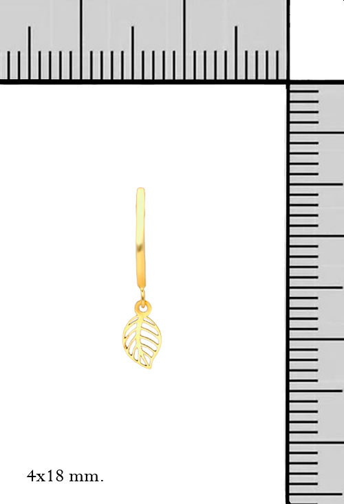 pendientes largos oro amarillo 18 kilates hoja calada colgando de tramo hilo cuadrado foto con reglas precio barato joyeria online 030_3519