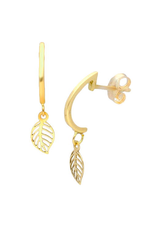 pendientes largos oro amarillo 18 kilates hoja calada colgando de tramo hilo cuadrado foto lateral precio barato joyeria online 030_3519