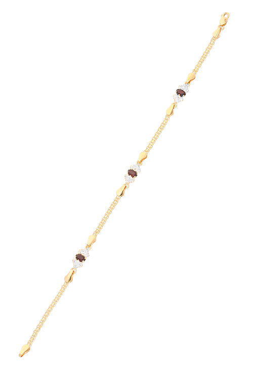 Pulsera oro amarillo 18k con circonitas y granates OPORTUNIDAD pulsera oro amarillo 18 kilates con circonitas y granates precio barato outlet de joyeria foto principal foto extendida