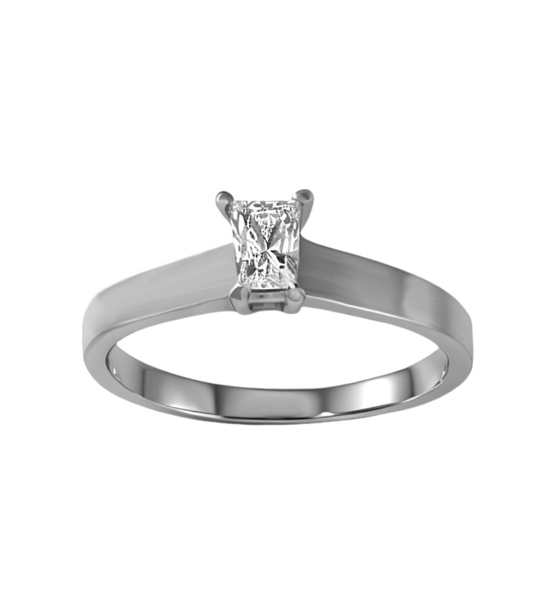 anillo de compromiso oro blanco 18 kilates con diamante talla trapecio vista frontal 083_SB10984