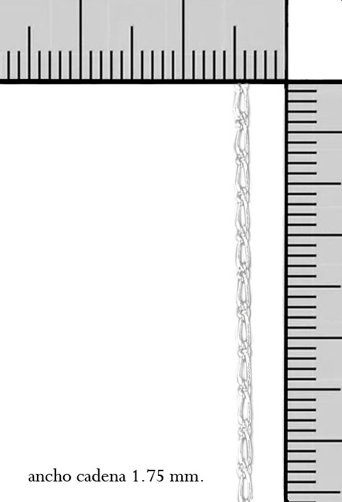 cadena plata de ley eslabones combinados uno por uno largo 40 centimetros foto con medidas 126_BP(1-1)50-40_M