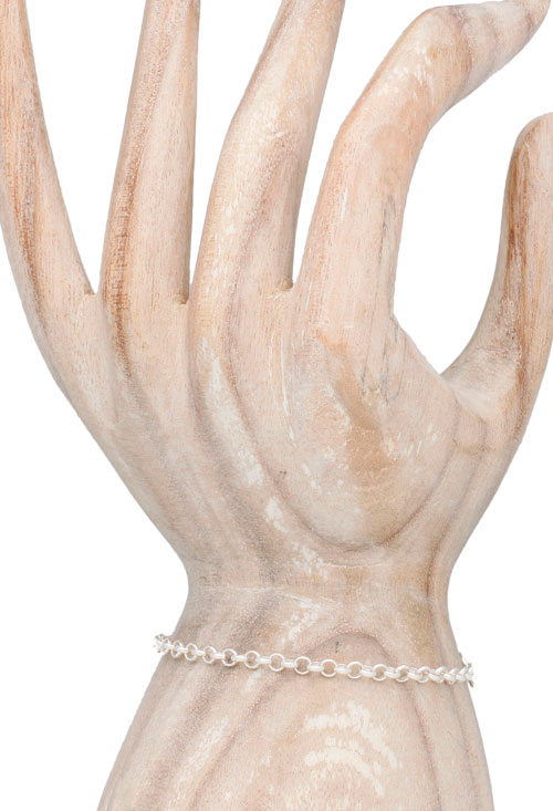 Pulsera plata modelo rolo 127_AG-RM80-18 pulsera de plata para mujer eslabones rolo indicada para colgar fetiches foto expositor mano 126_RM80-18_02