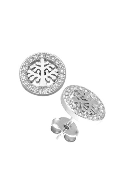 pendientes de plata y circonitas arbol de la vida circulo calado bisel circonitas foto de costado 240_PPSR-153_01