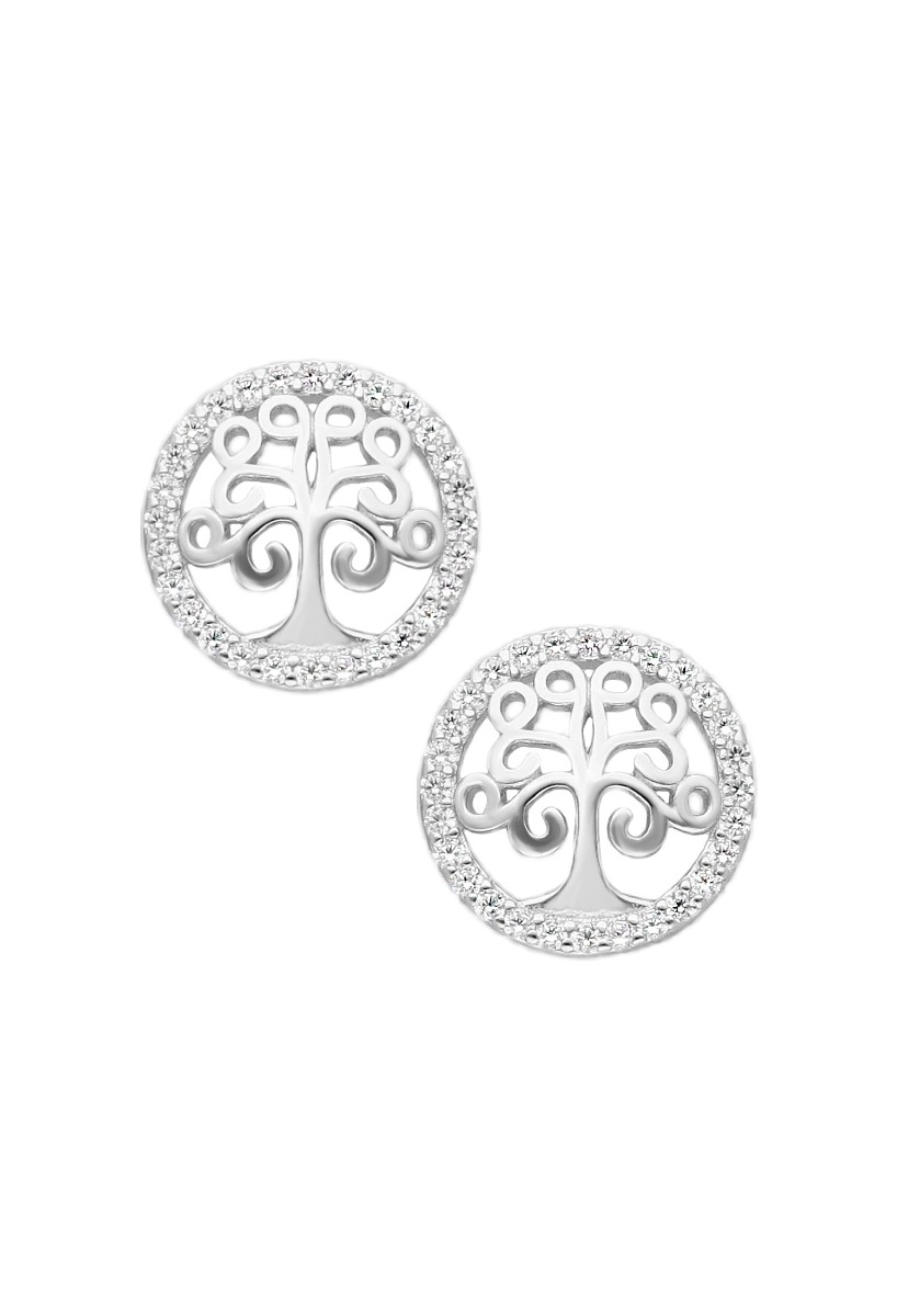 Pendientes plata y circonitas árbol de la vida 240_1PPRP-E054BB pendientes de plata y circonitas arbol de la vida circulo calado bisel circonitas foto frontal