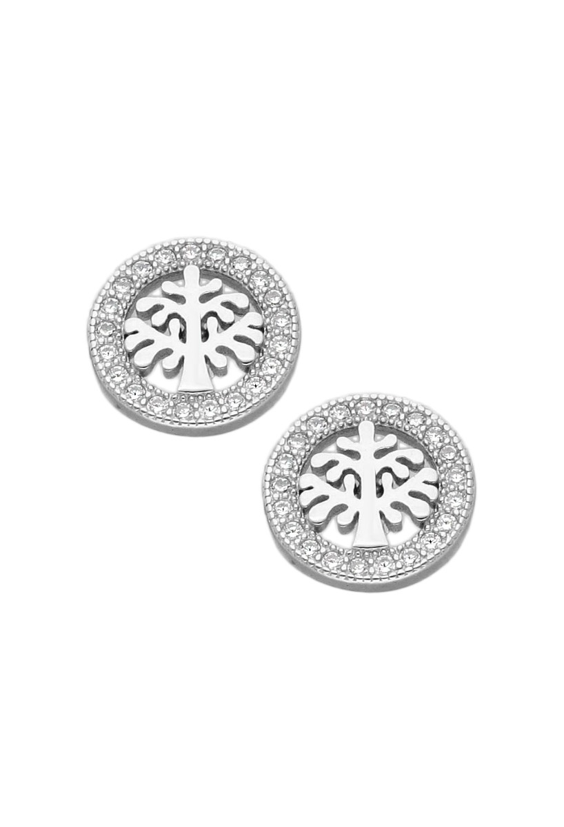 pendientes de plata y circonitas arbol de la vida circulo calado bisel circonitas foto frontal 240_PPSR-153