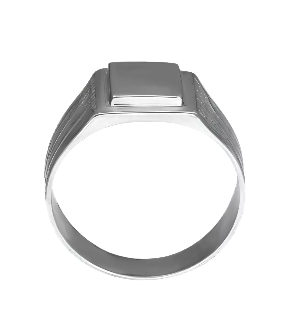 Anillo de plata sello para hombre "Firma" anillo de plata tipo sello para hombre foto toma desde plano superior