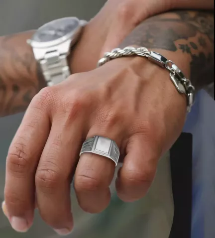 anillo de plata tipo sello para hombre 240 se 8 10