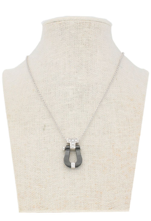 Gargantilla plata motivo estribo porcelana negra gargantilla adaptable a collar plata de ley motivo de porcelana negra foto en expositor 240_GR-1N_03