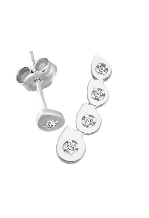 pendiente oro blanco 18 kilates desparejado tipo trepador vista lateral 030_3611-B_02