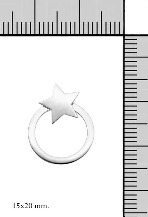 Pendientes de plata dos piezas estrella y circulo pendientes de plata dos en uno estrella de cinco puntas y circulo foto con medidas 240_PPLA-ESTP_M