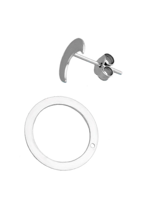 pendientes de plata dos en uno media luna y circulo foto elementos separados 240_PPLA-LUP_02