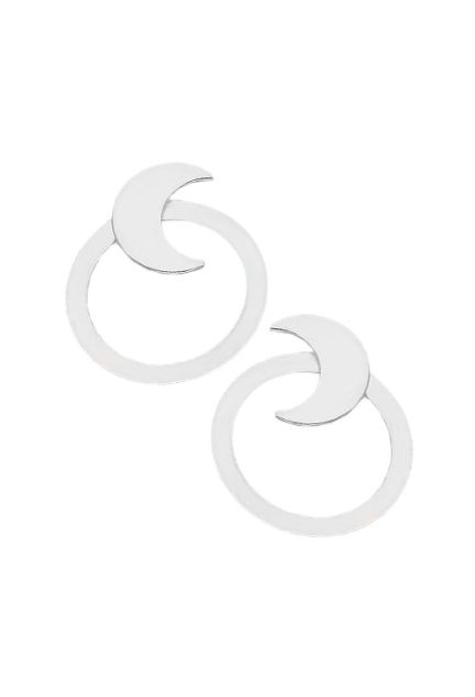 pendientes de plata dos en uno media luna y circulo foto frontal 240_PPLA-LUP