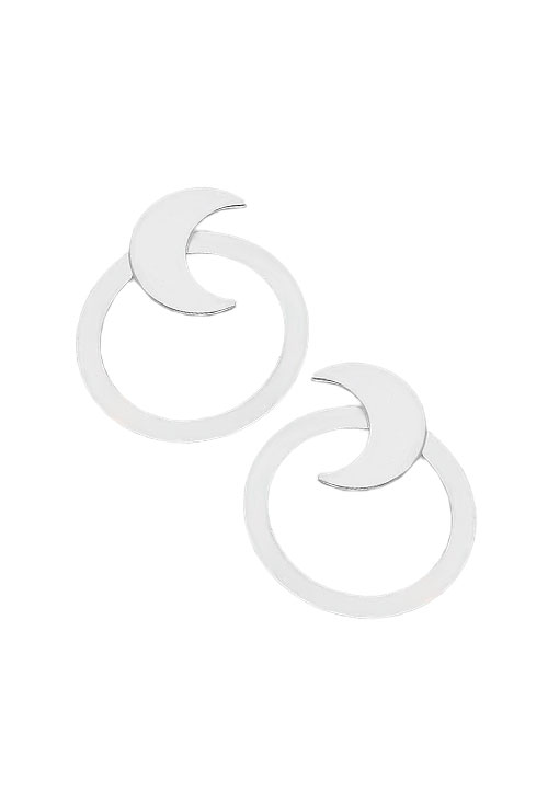 Pendientes de plata dos piezas media luna y circulo pendientes de plata dos en uno media luna y circulo foto frontal 240_PPLA-LUP