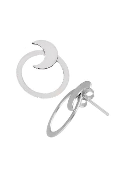 pendientes de plata dos en uno media luna y circulo foto lateral 240_PPLA-LUP_01