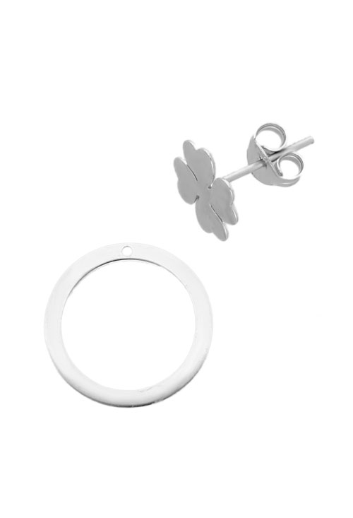 pendientes de plata dos en uno trebol cuatro corazones y circulo foto piezas separadas 240_PPLA-TREP_01