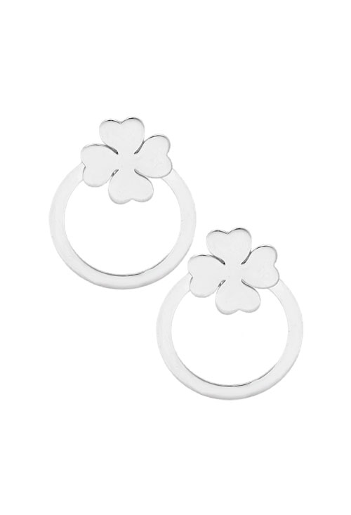 Pendientes de plata dos piezas trébol y circulo pendientes de plata dos en uno trebol cuatro corazones y circulo foto principal 240_PPLA-TREP