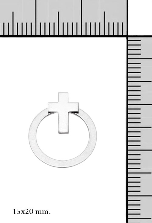 Pendientes de plata dos piezas cruz y circulo pendientes de plata dos piezas cruz y circulo fotografia toma con medidas 240_PPLA-CRUZP_M