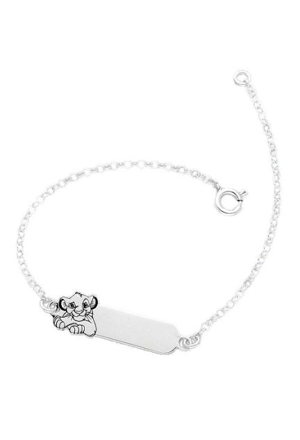 pulsera plata para nina chapa para grabar e imagen de Simba Rey León 240_ESC-DL4