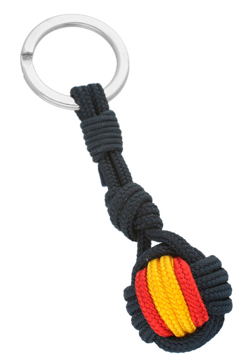 Llavero Hispania balón bandera España 306_BALONHC-2 llavero acero y cordón beis con motivo balón bandera de españa