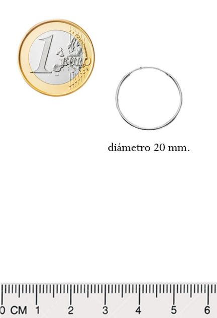 criollas de plata chanela redonda de 20 mm de diametro foto medida comparada