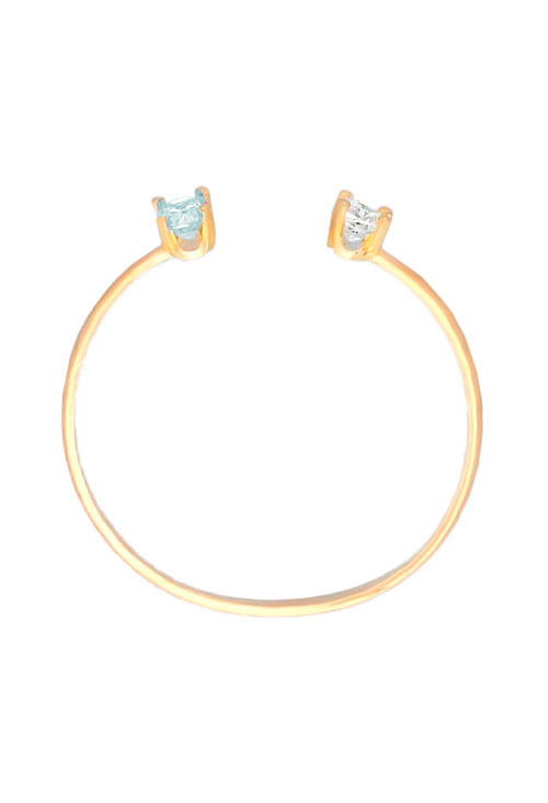 anillo oro amarillo 18 kilates brazo abierto con circonita y topacio azul vista cenital 030_SOR-2-TA_02