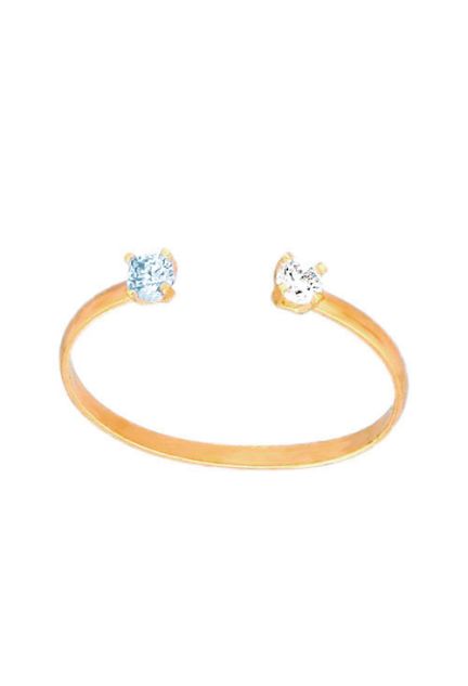 anillo oro amarillo 18 kilates brazo abierto con circonita y topacio azul vista principal 030_SOR-2-TA