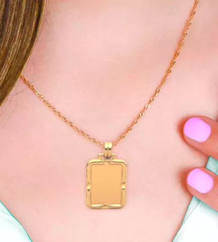 chapa de identidad oro 9k vista modelo