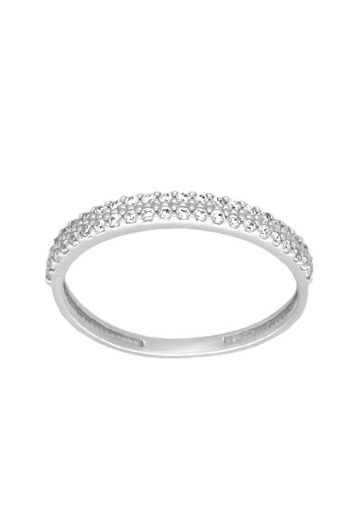 Anillo oro blanco con circonitas media alianza 030_3392C-B media alianza oro blanco 18 kilates con circonitas fotografia frontal precio de ocasion venta online 030_3392C-B