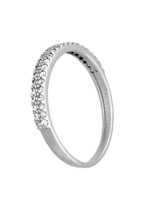 Anillo oro blanco con circonitas media alianza 030_3392C-B media alianza oro blanco 18 kilates con circonitas fotografia lateral precio de ocasion venta online030_3392C-B_01
