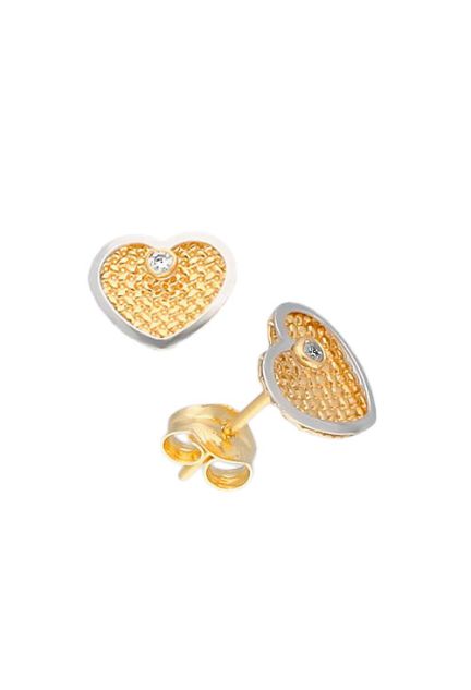 pendiente oro bicolor forma de corazon foto lateral 030_2858_01