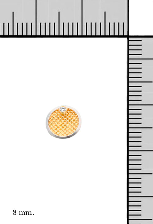 Pendientes oro 18K 030_2859 pendientes de oro bicolor forma circular foto con medidas 030_2859_M