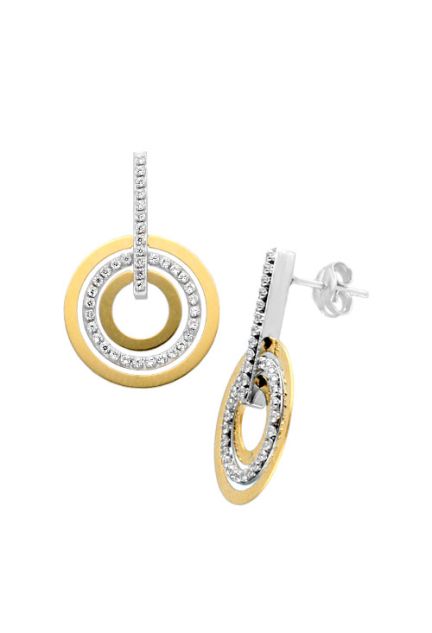 pendientes de oro largos circulos concentricos foto lateral 030_2799-Z_01