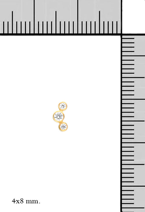 Pendientes oro 18k y circonitas 030_3539 pendientes de oro y circonitas forma curva foto con medidas 030_3539_M