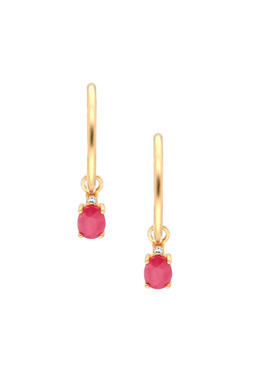 Pendientes oro amarillo 18k rubí con diamante 030_3666-R pendientes oro 18 kilates rubi y diamante vista principal para parrilla 030_3666-R