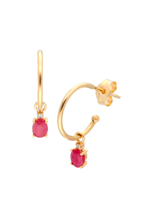 pendientes oro 18 kilates rubi y diamante vista sistemas de presion 030_3666-R_01