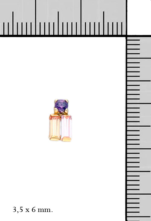 Pendientes oro 18K y cuarzos de color 030_3490-2 pendientes oro 18 kilates y cuarzos de color foto con medidas 030_3490-2_M