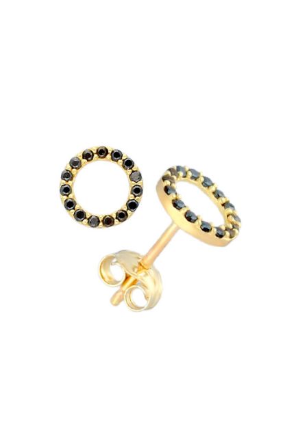 pendientes oro amarillo 18 kilate y circonitas negras para mujer y para hombre vista lateral 030_2933-PN_01