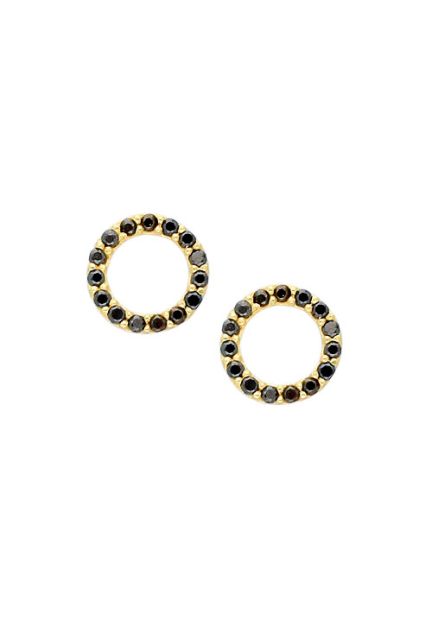 pendientes oro amarillo 18 kilate y circonitas negras para mujer y para hombre vista principal 030_2933-PN