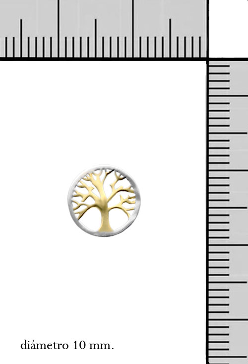 Pendientes oro bicolor 18K árbol de la vida 030_2702-B pendientes oro bicolor 18 kilates arbol de la vida vista medidas 030_2702-B_M
