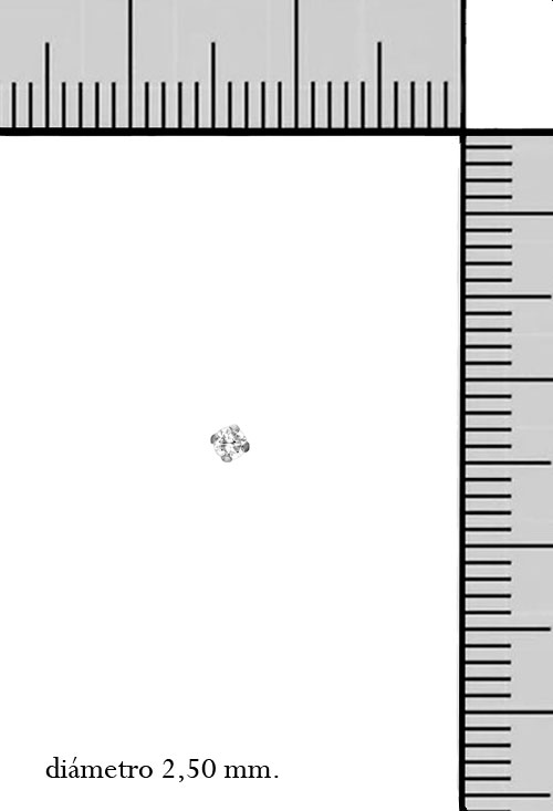 Pendientes bebe oro blanco 18K garra circonita 030_3646-B pendientes oro blanco 18 kilates tipo garra indicados para bebe vista con medidas 030_3646-B_M