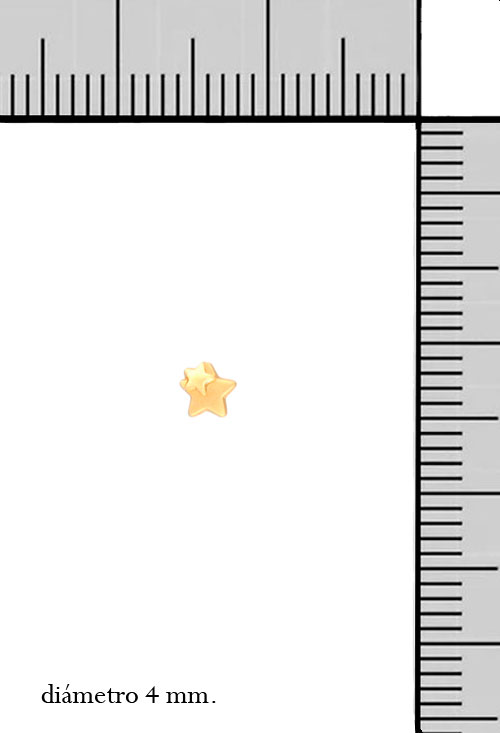 Pendientes para bebé oro 18K estrellas 234_2247 pendientes para bebe oro amarillo 18 kilates estrellas vista con medidas 234_2247_M