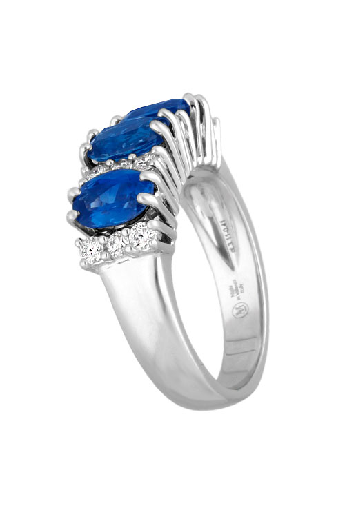 anillo oro blanco 18 kilates con diamantes y zafiros de Kanchanaburi foto lateral 305_BG163-Z_01