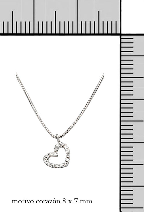 gargantilla oro blanco 18 kilates cadena venecianacon colgante motivo corazon diamantes vista con medidas 305_Z535-10_M