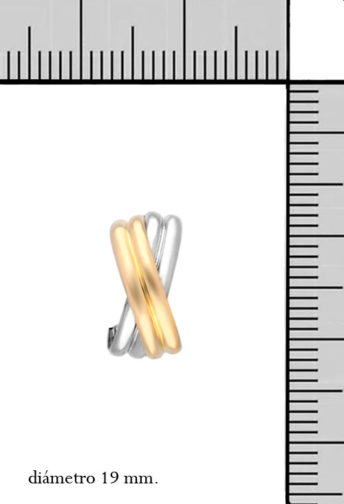 pendientes de aro oro blanco y amarillo 18 kilates con sistemas de presion vista con medidas 038_LO-023-20MY14_M