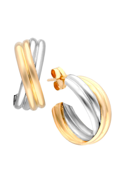 Pendientes oro bicolor 18k aros 038_LO-023-20MY14 pendientes de aro oro blanco y amarillo 18 kilates con sistemas de presion vista principal 038_LO-023-20MY14
