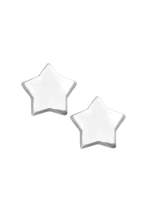 Pendientes niña oro blanco 18k estrellas 234_1455-B pendientes de oro blanco 18 kilates estrellas de cinco puntas sistemas de tornillo tuercas reforzadas foto frontal 234_1455-B