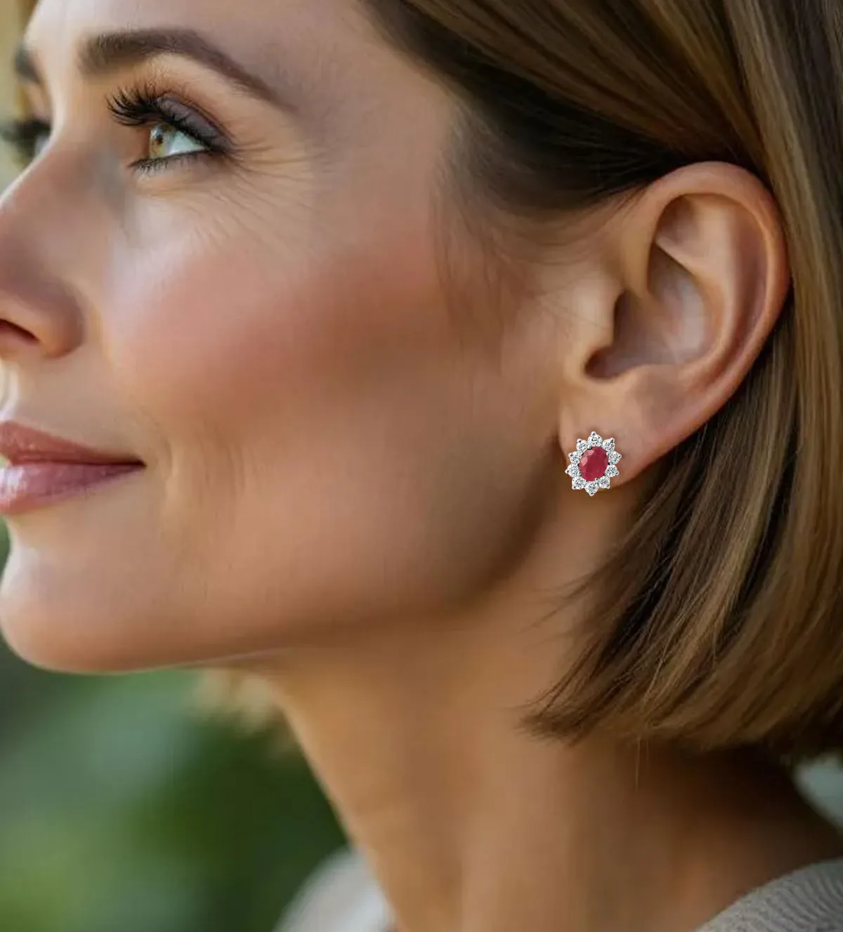 Pendientes de oro blanco 18k rubí y circones 002_4468B-P-R pendientes-de-oro-blanco-con-rubi-y-circones-002_4468B-P-R modelo IA